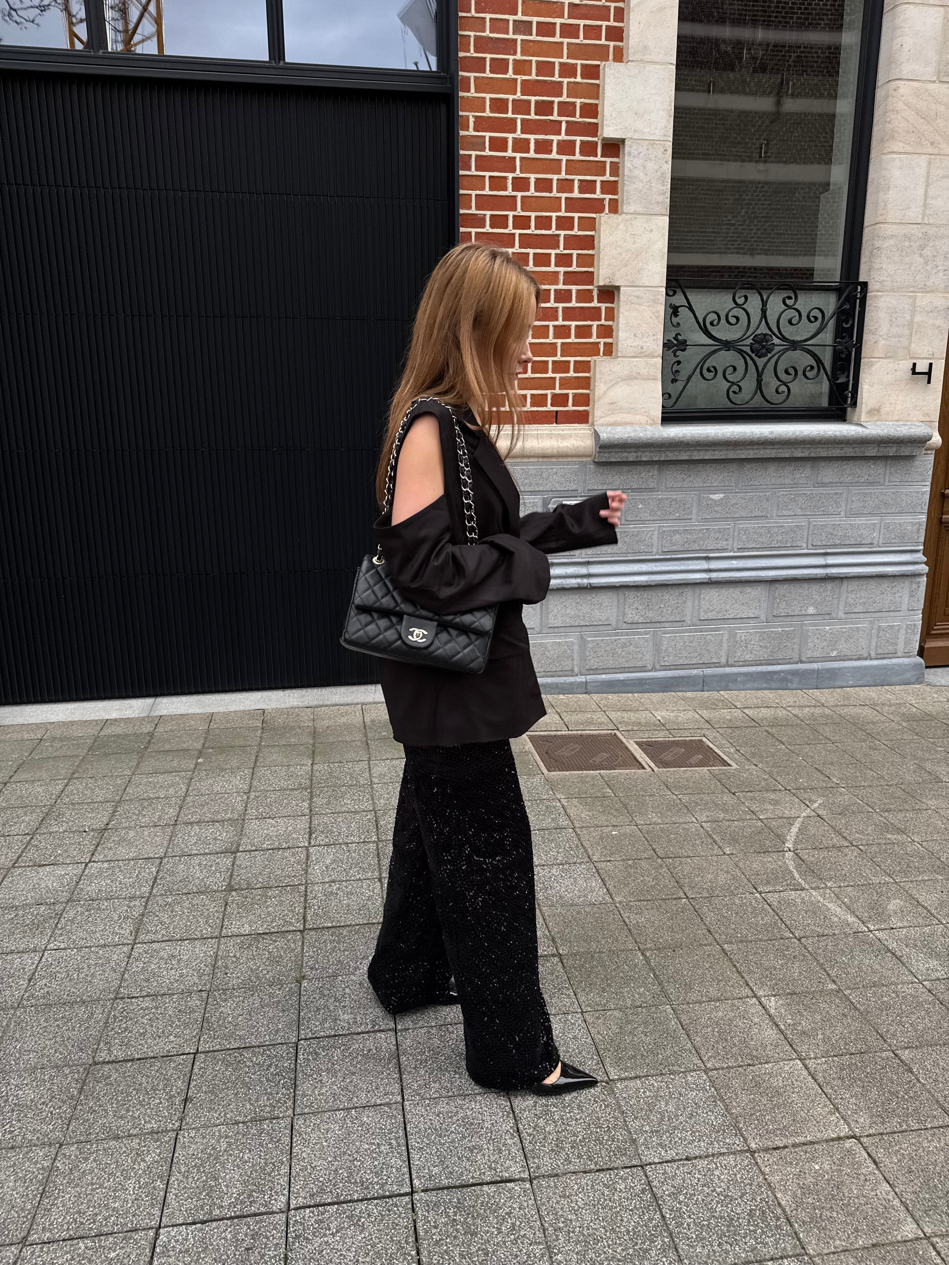 Black sparkle trousers