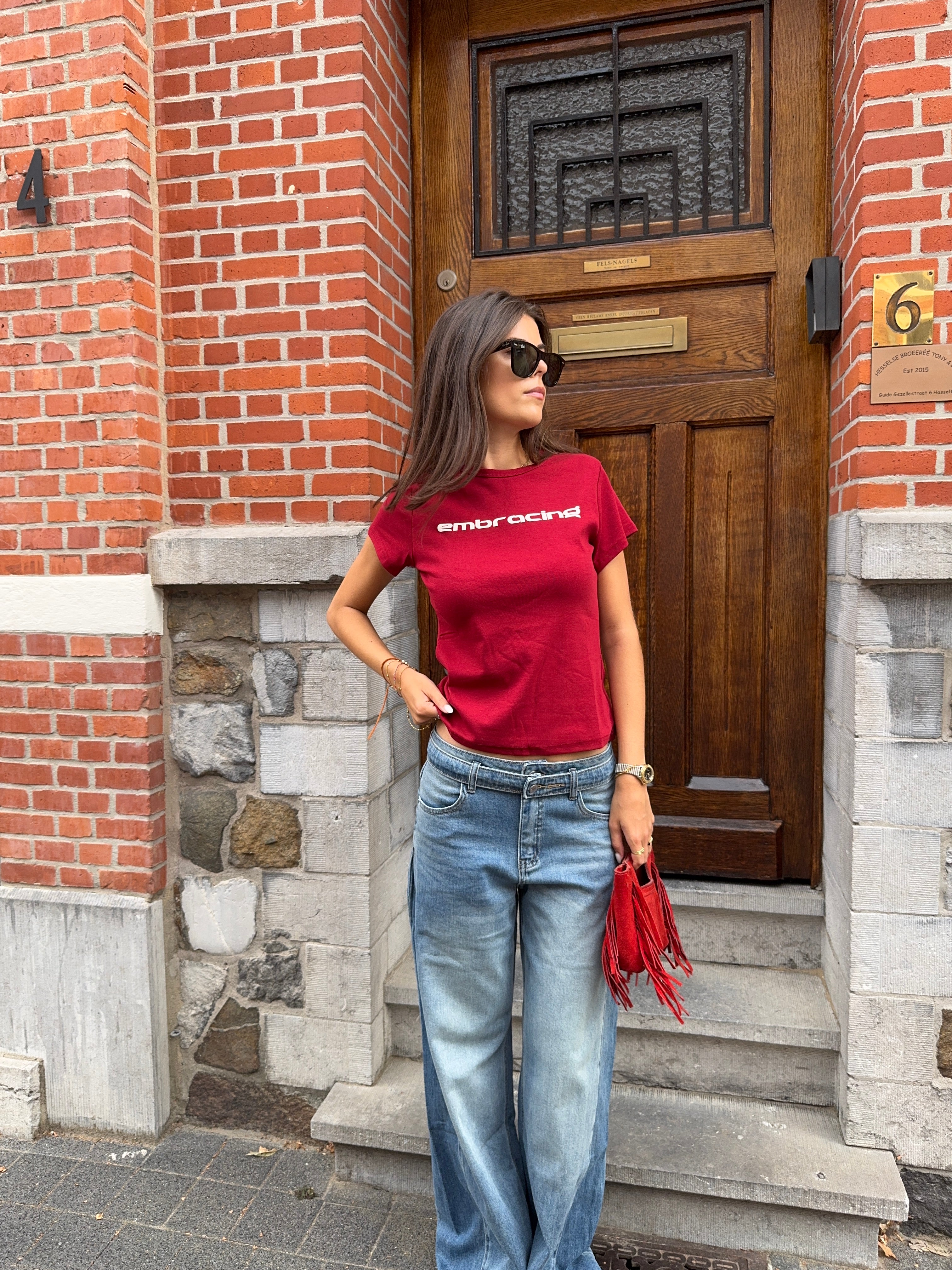 Embracing baby tee