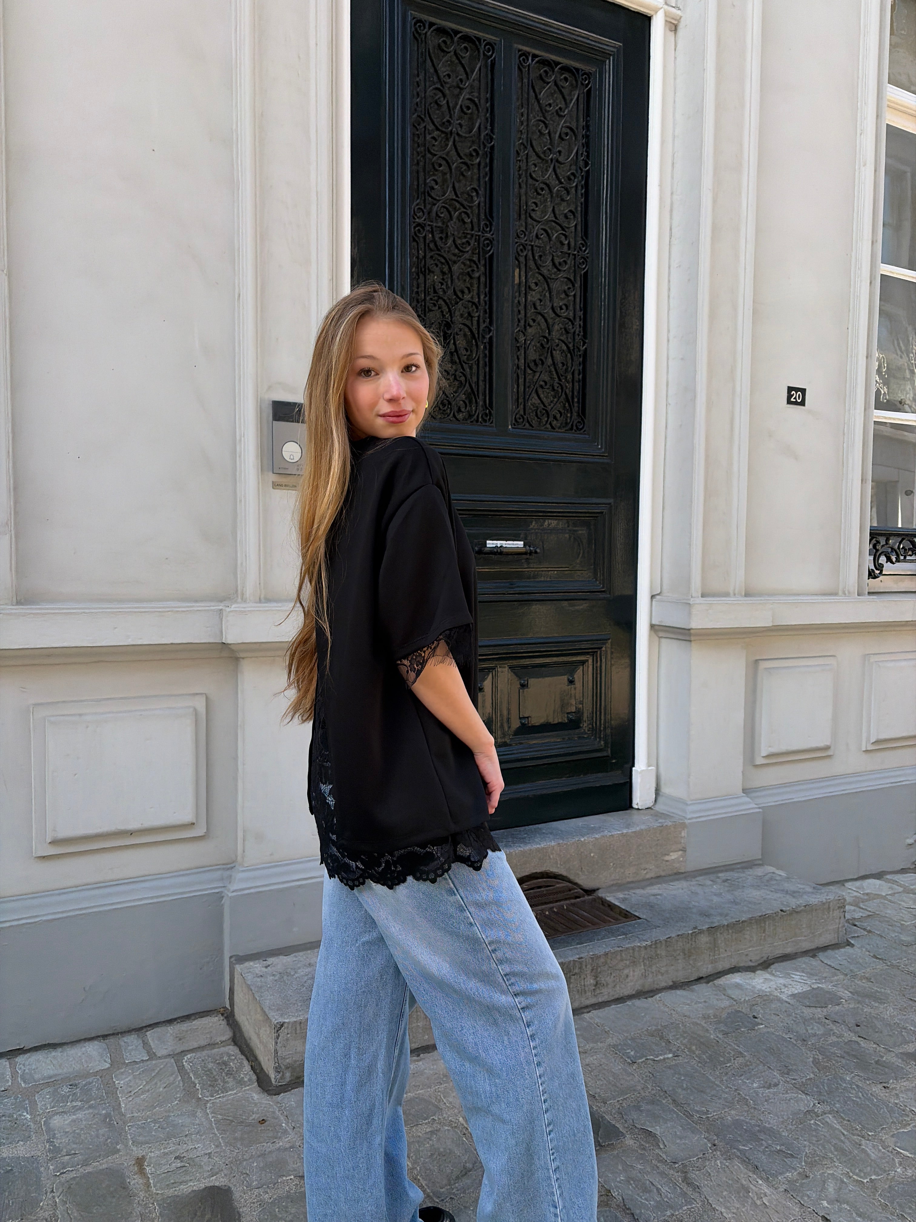 Black lace T-shirt