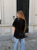 Black lace T-shirt