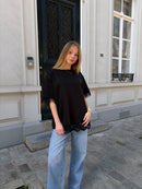 Black lace T-shirt