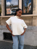 Short sleeved one shoulder sweater