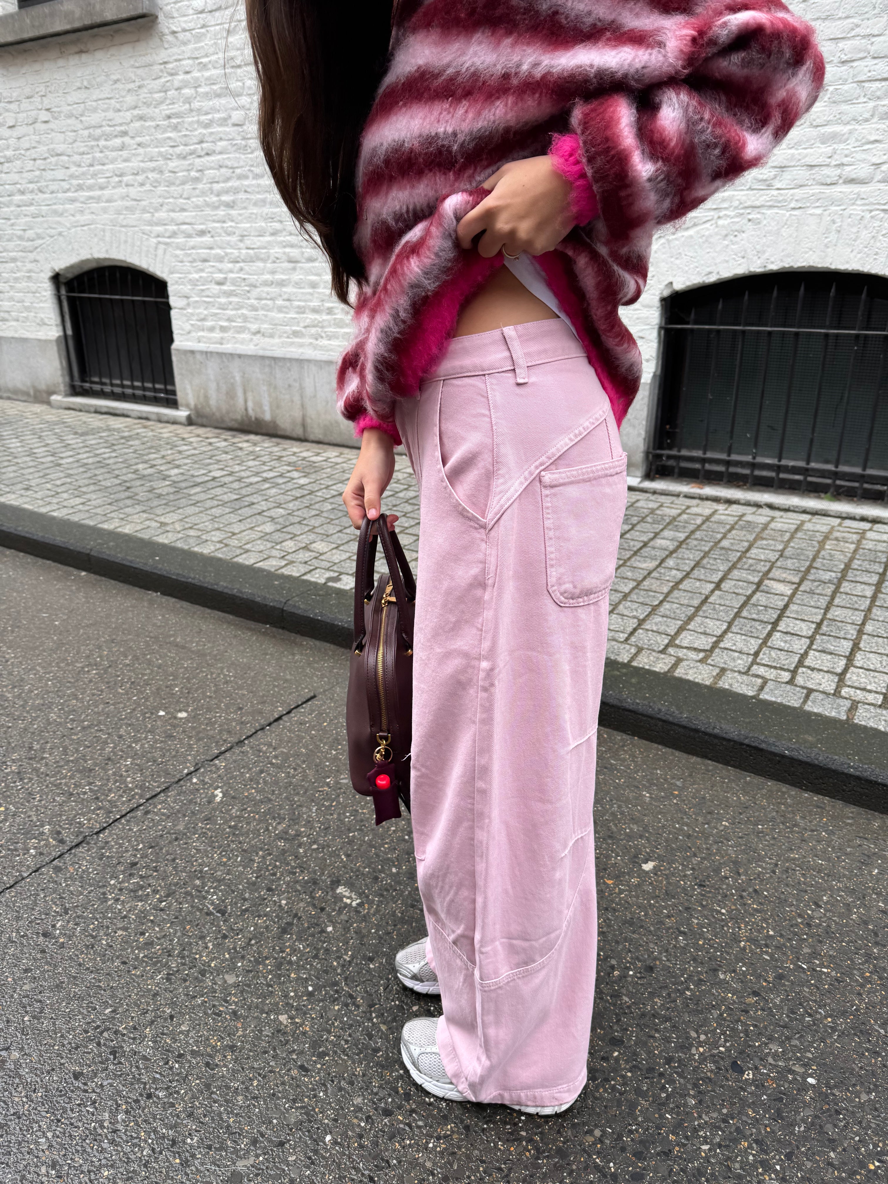 Pink barrel jeans