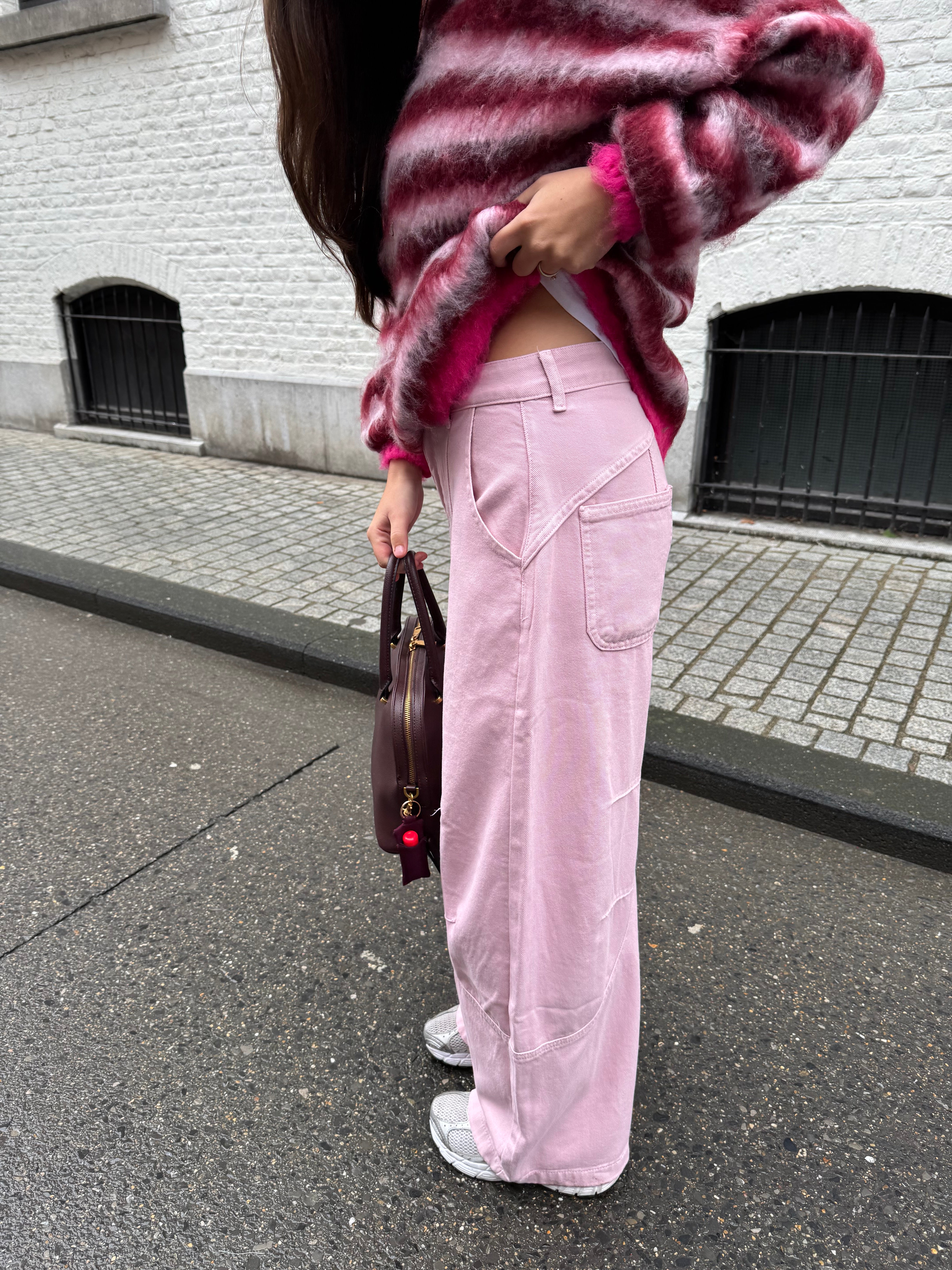 Pink barrel jeans