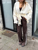 Wide leg striped pants