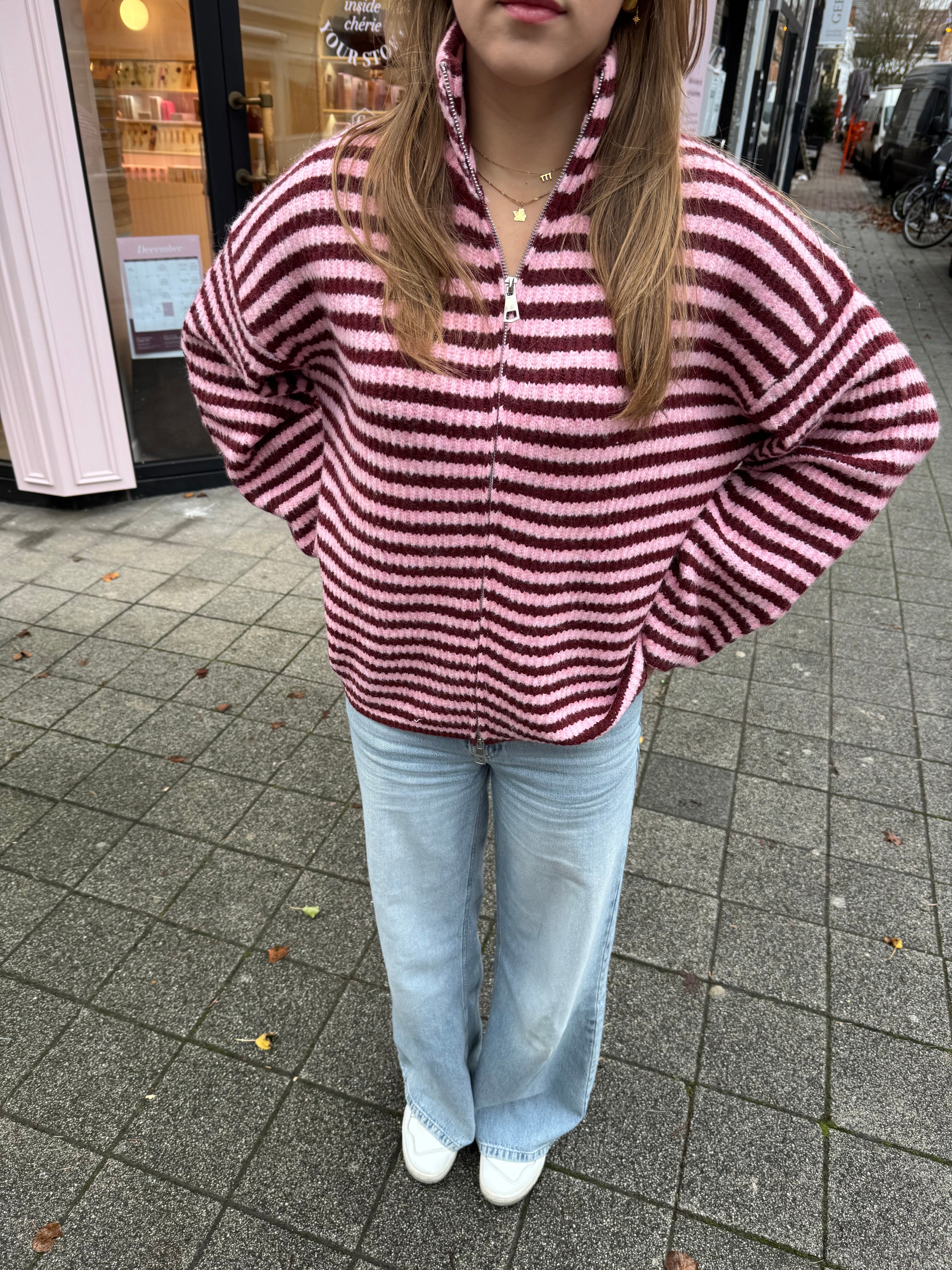 Striped zipvest
